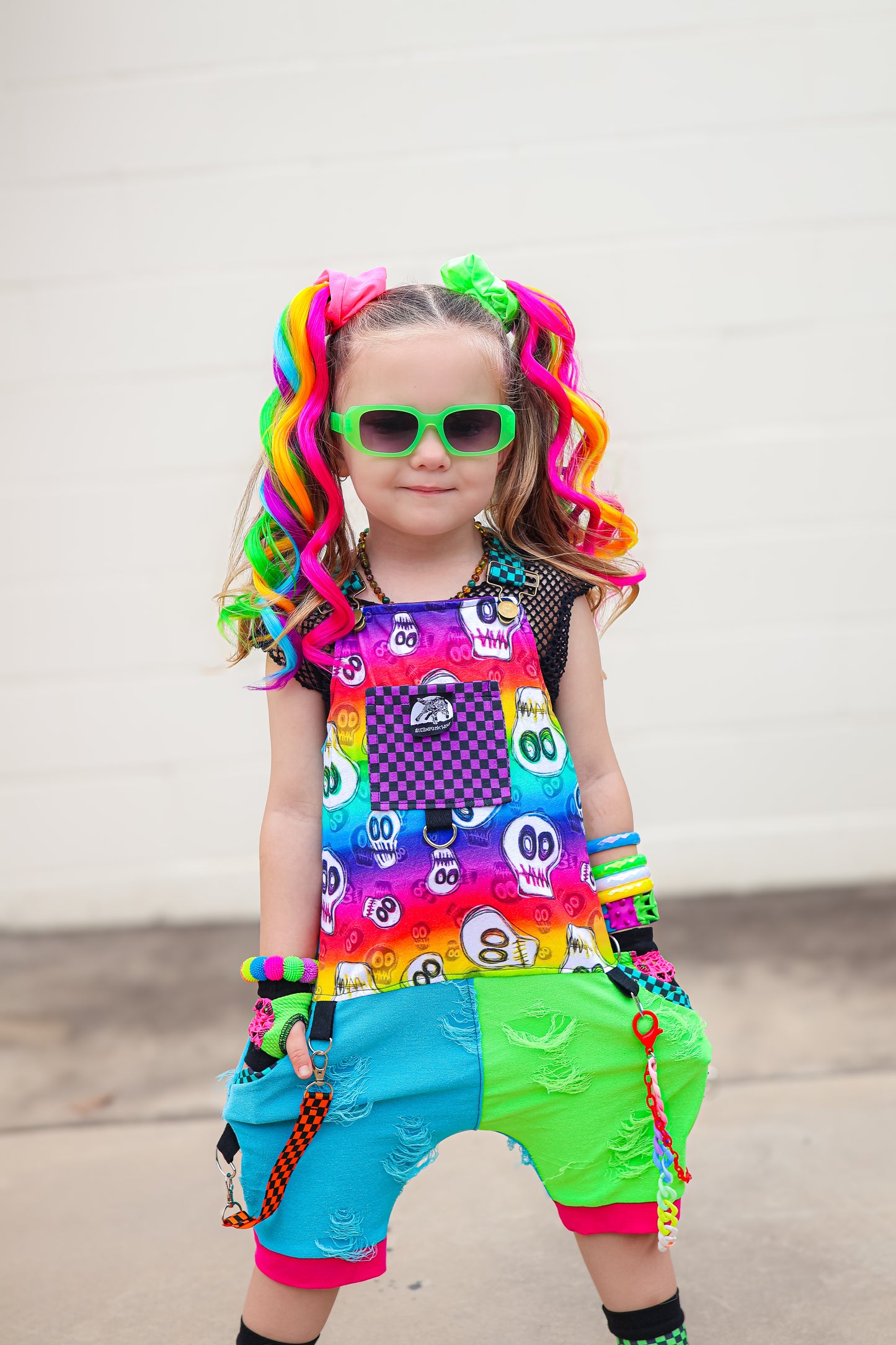 Rainbow Neon Curled MIDIS 45cm longer length set