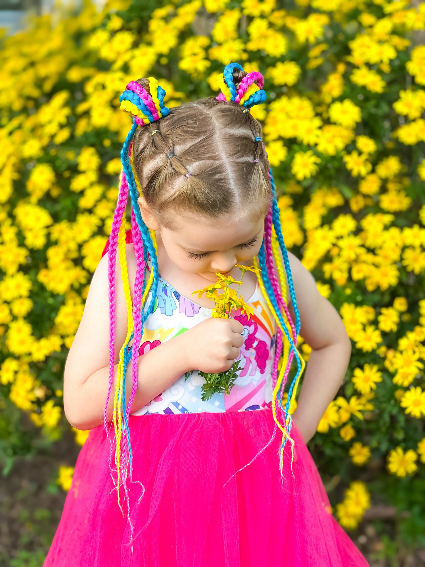 Rainbow Buttercup Braided Boho Set