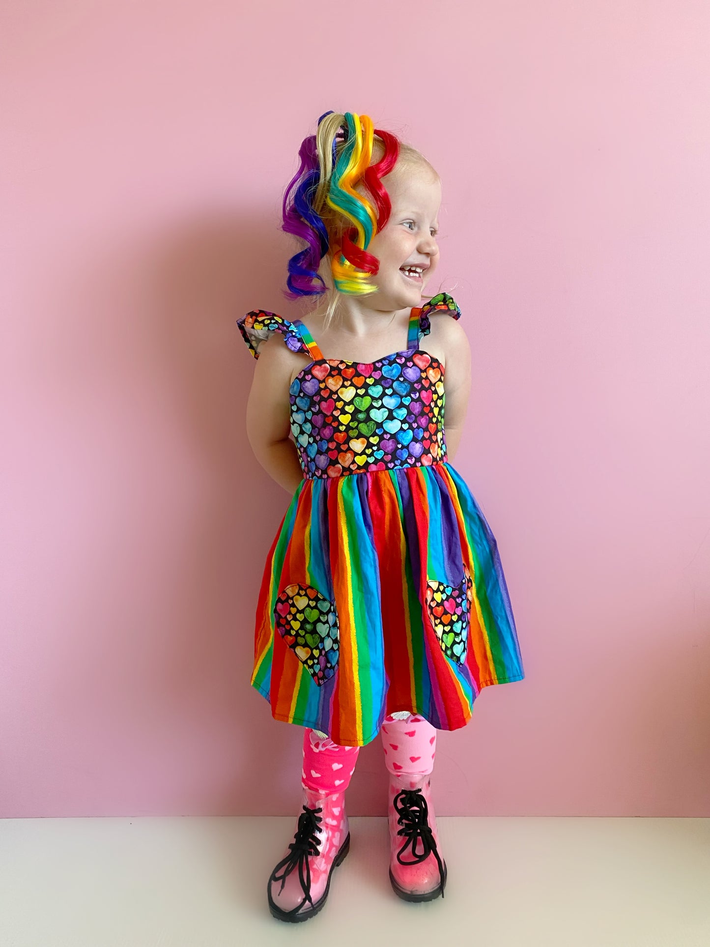 Rainbow MINI curled ponytail set
