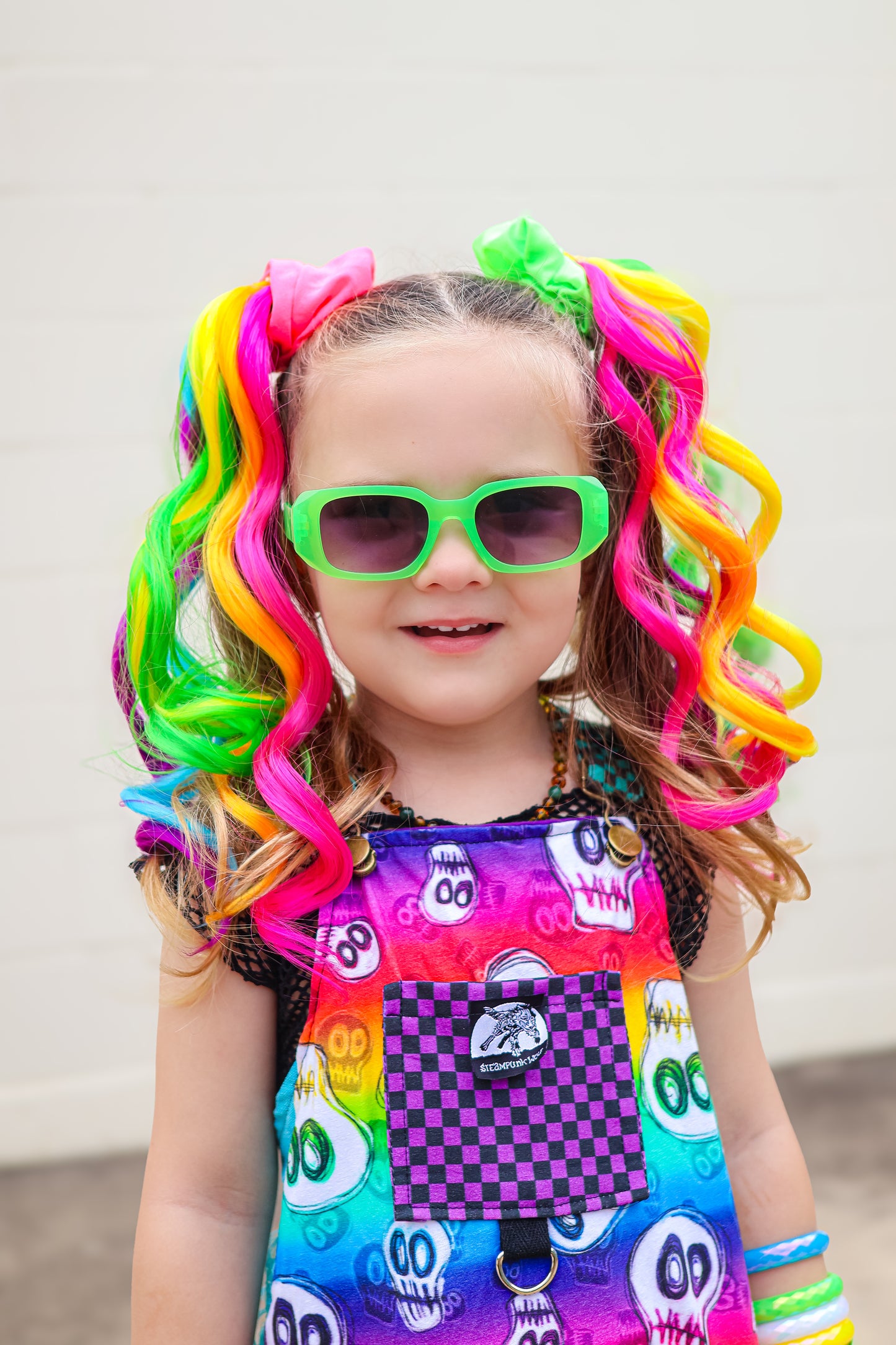 Rainbow Neon Curled MIDIS 45cm longer length set