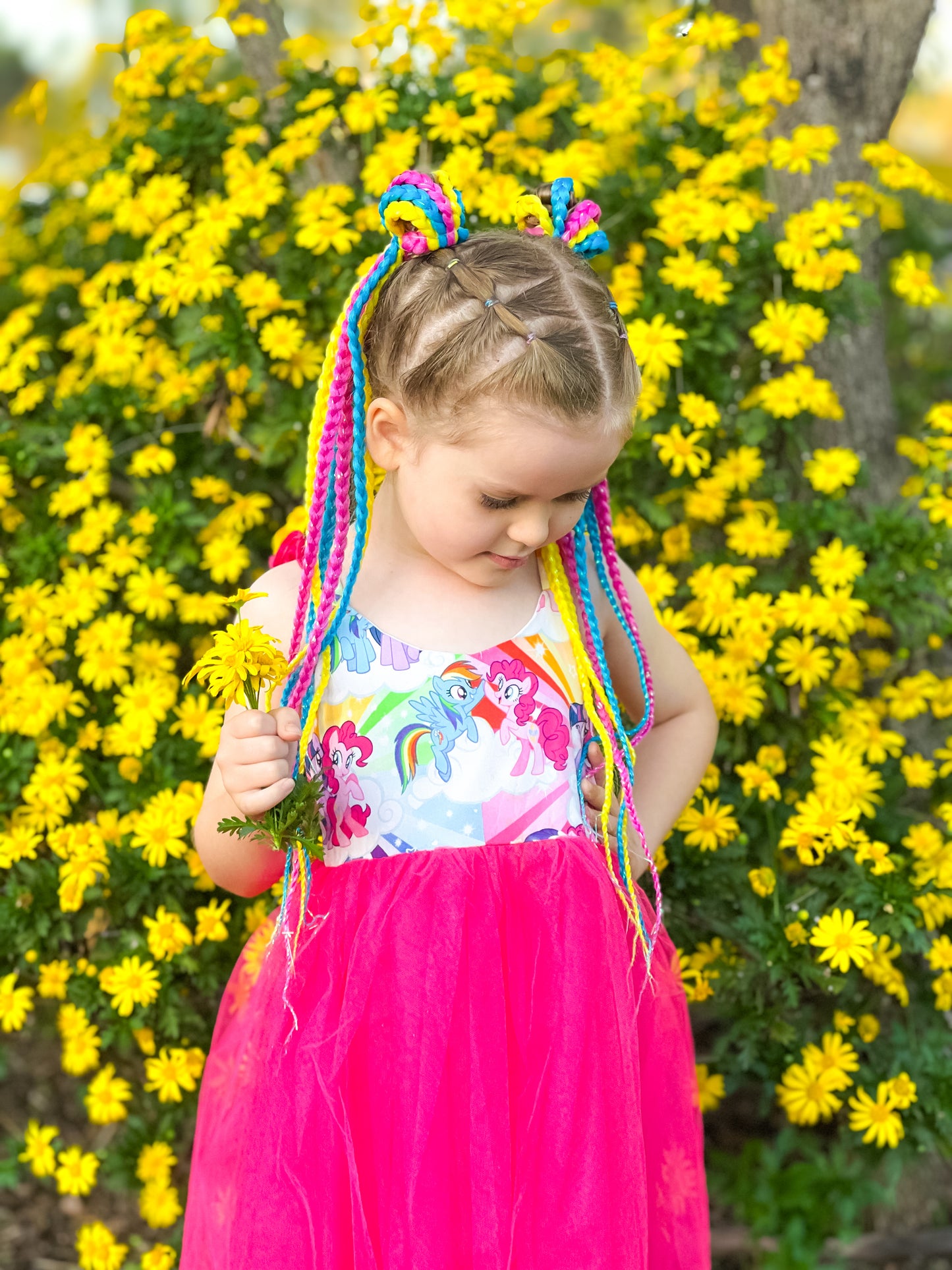 Rainbow Buttercup Braided Boho Set
