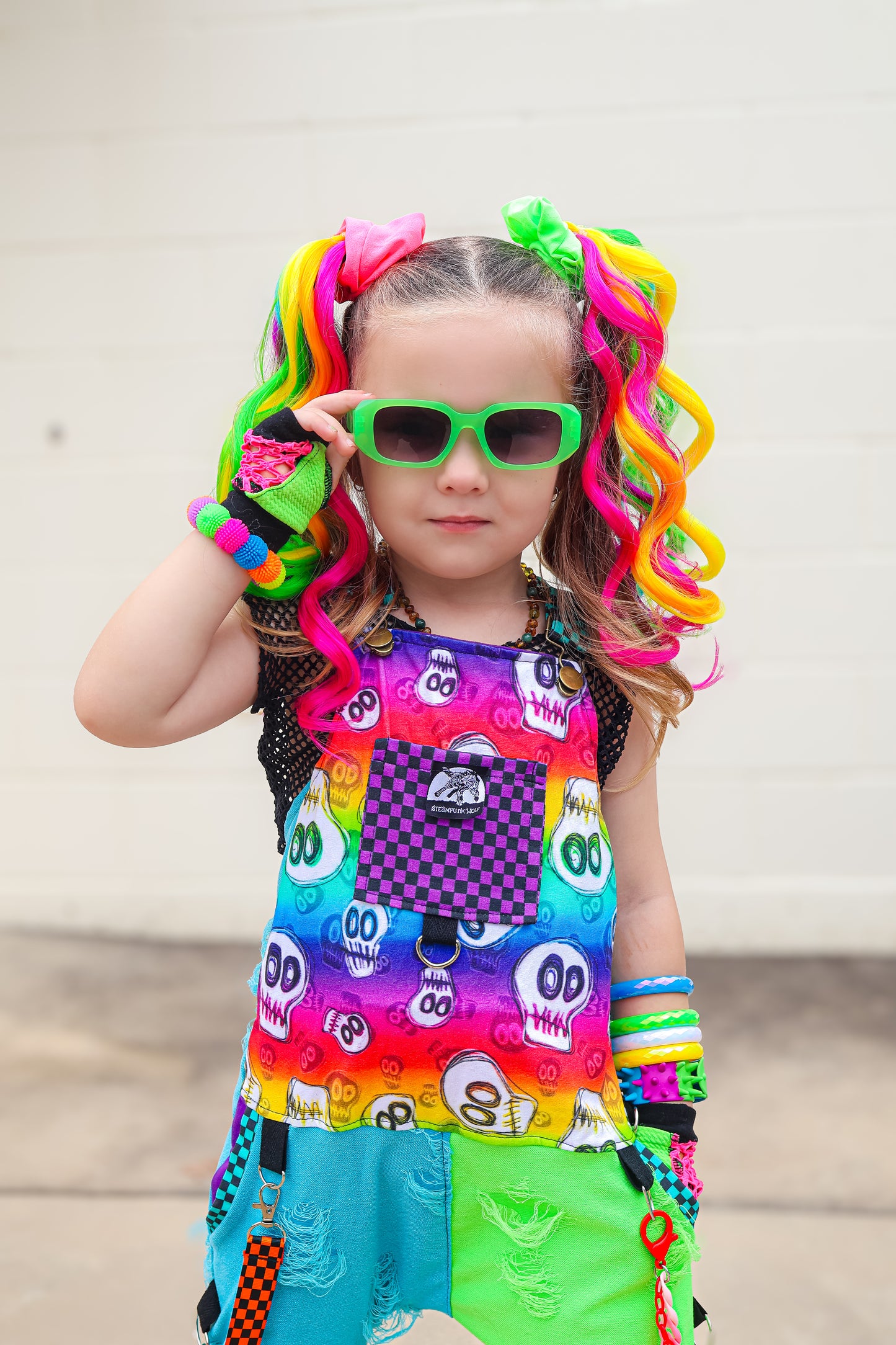 Rainbow Neon Curled MIDIS 45cm longer length set