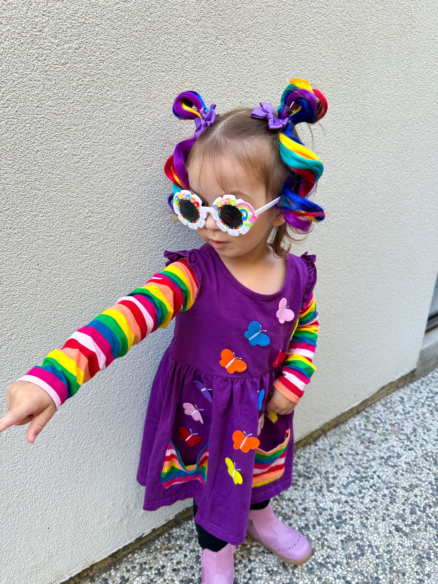 Rainbow MINI curled ponytail set