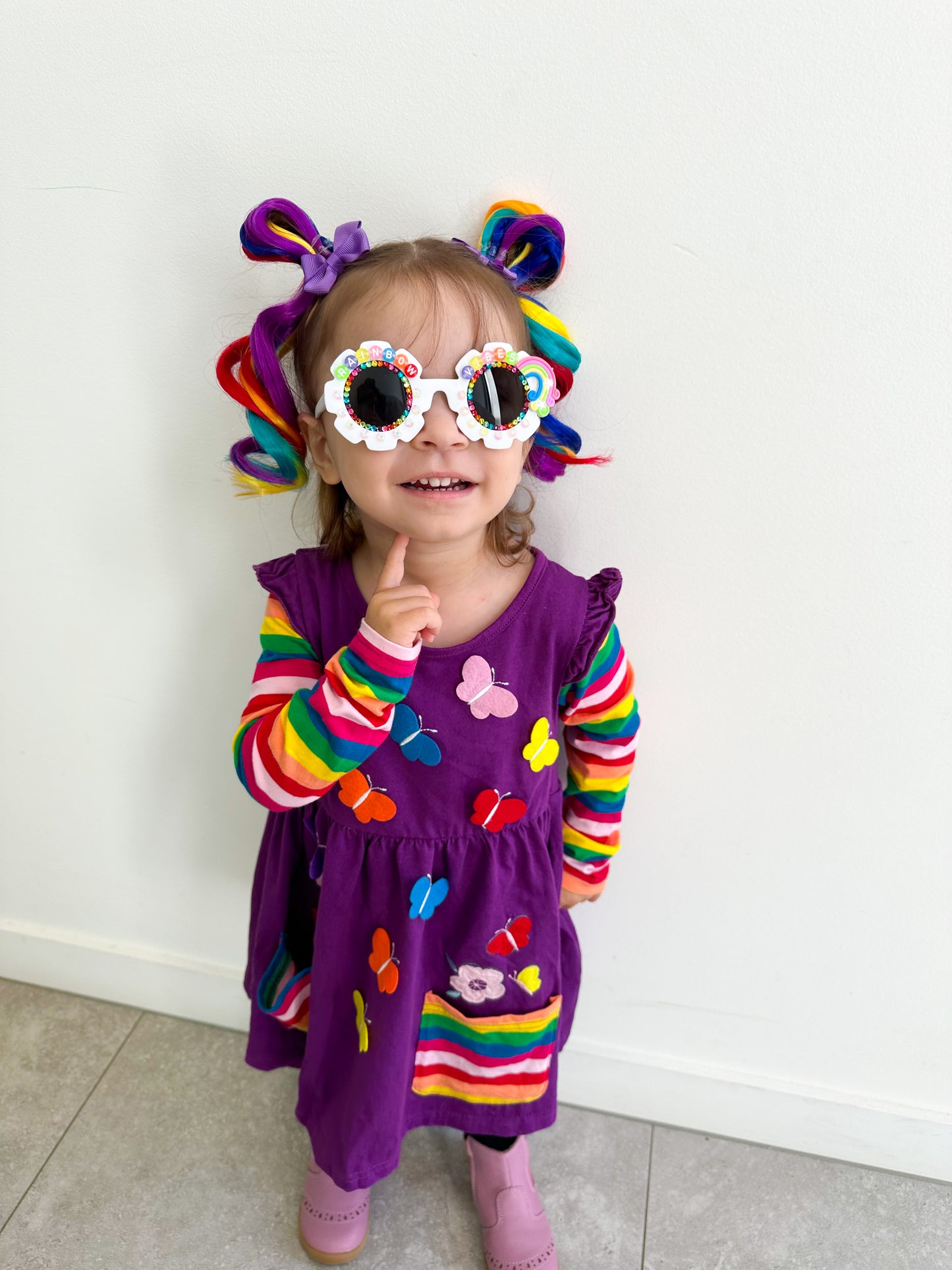 Rainbow MINI curled ponytail set