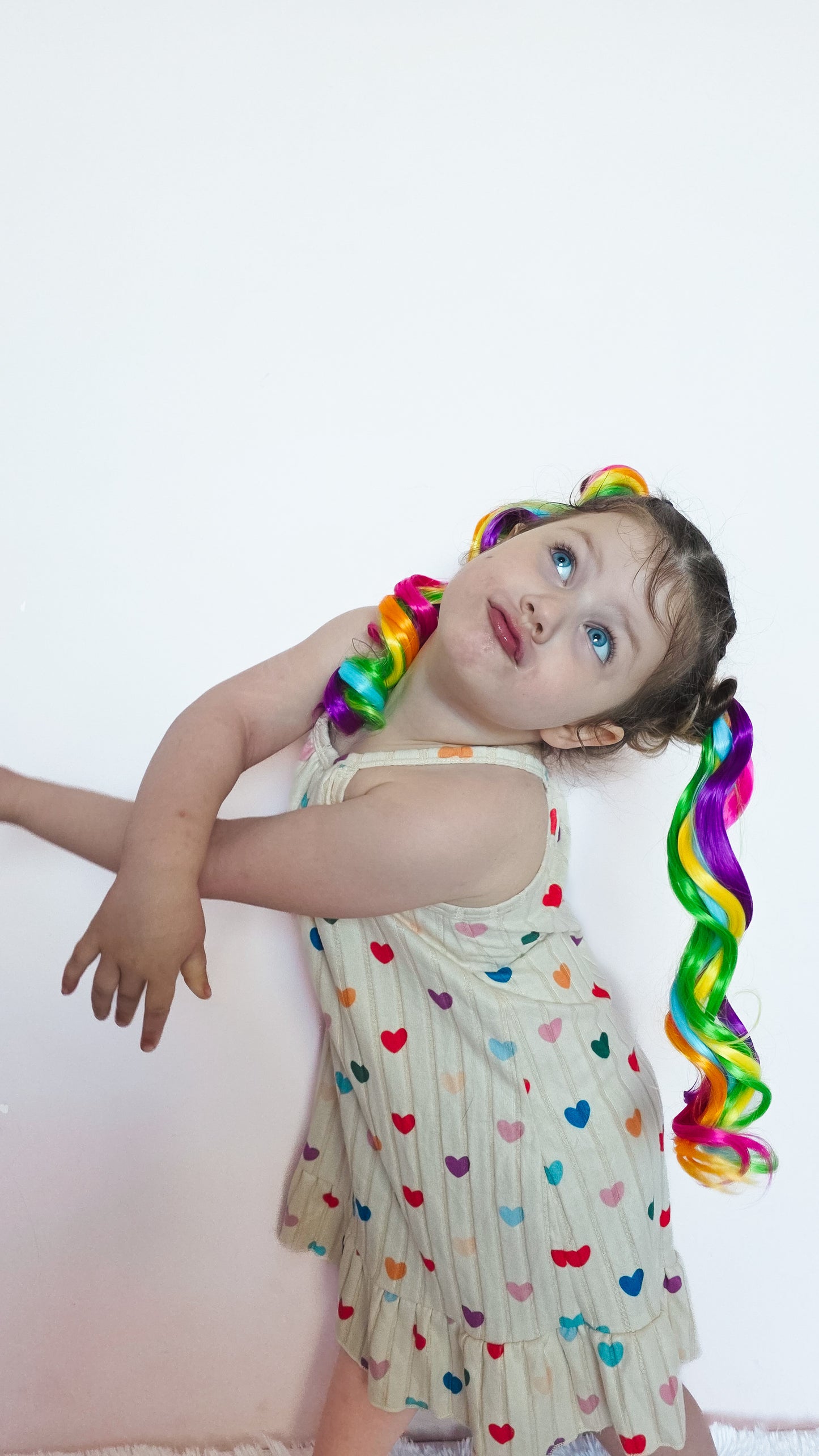 Rainbow Neon Curled MIDIS 45cm longer length set