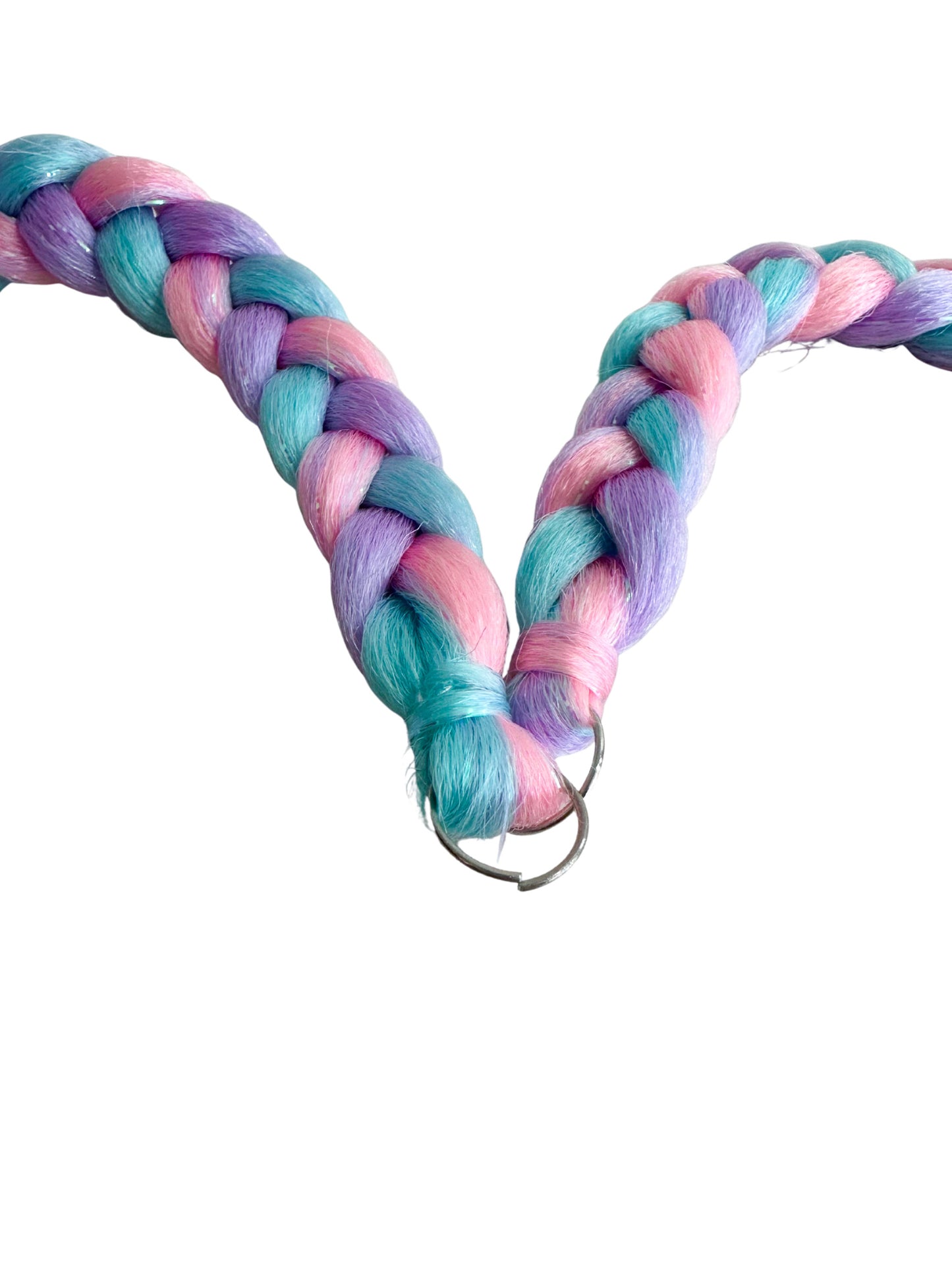 Cotton Candy clip in fringe braids