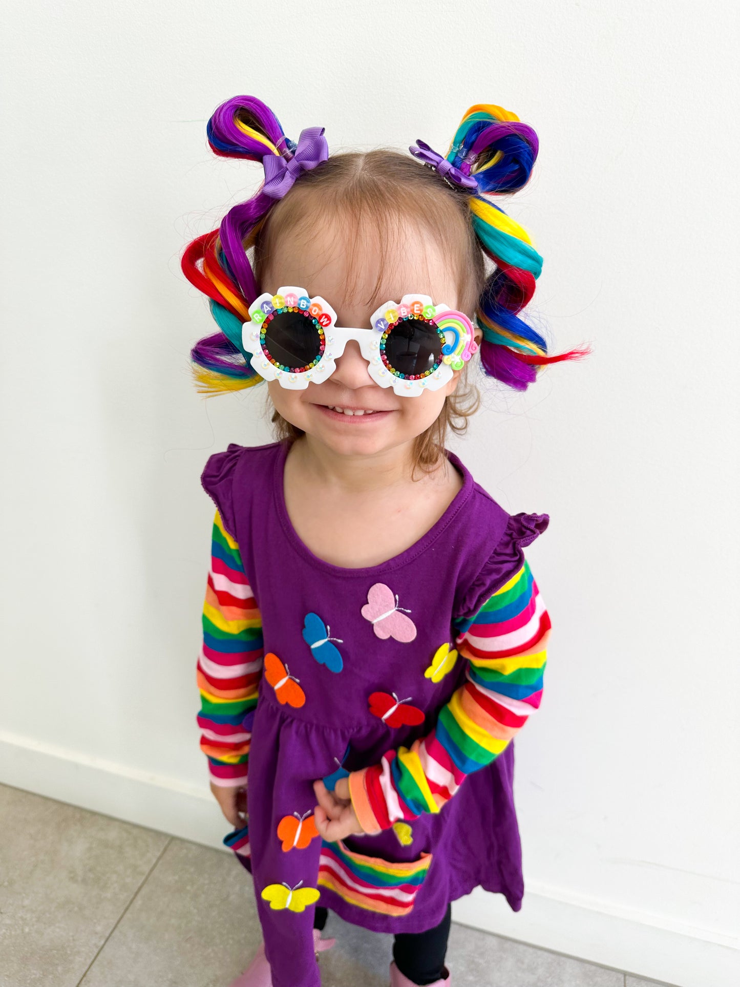 Rainbow MINI curled ponytail set