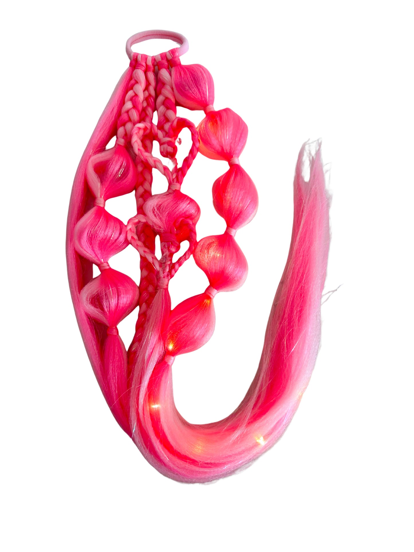 Pink Peony LED Light Up Heart Bubble Ponytail