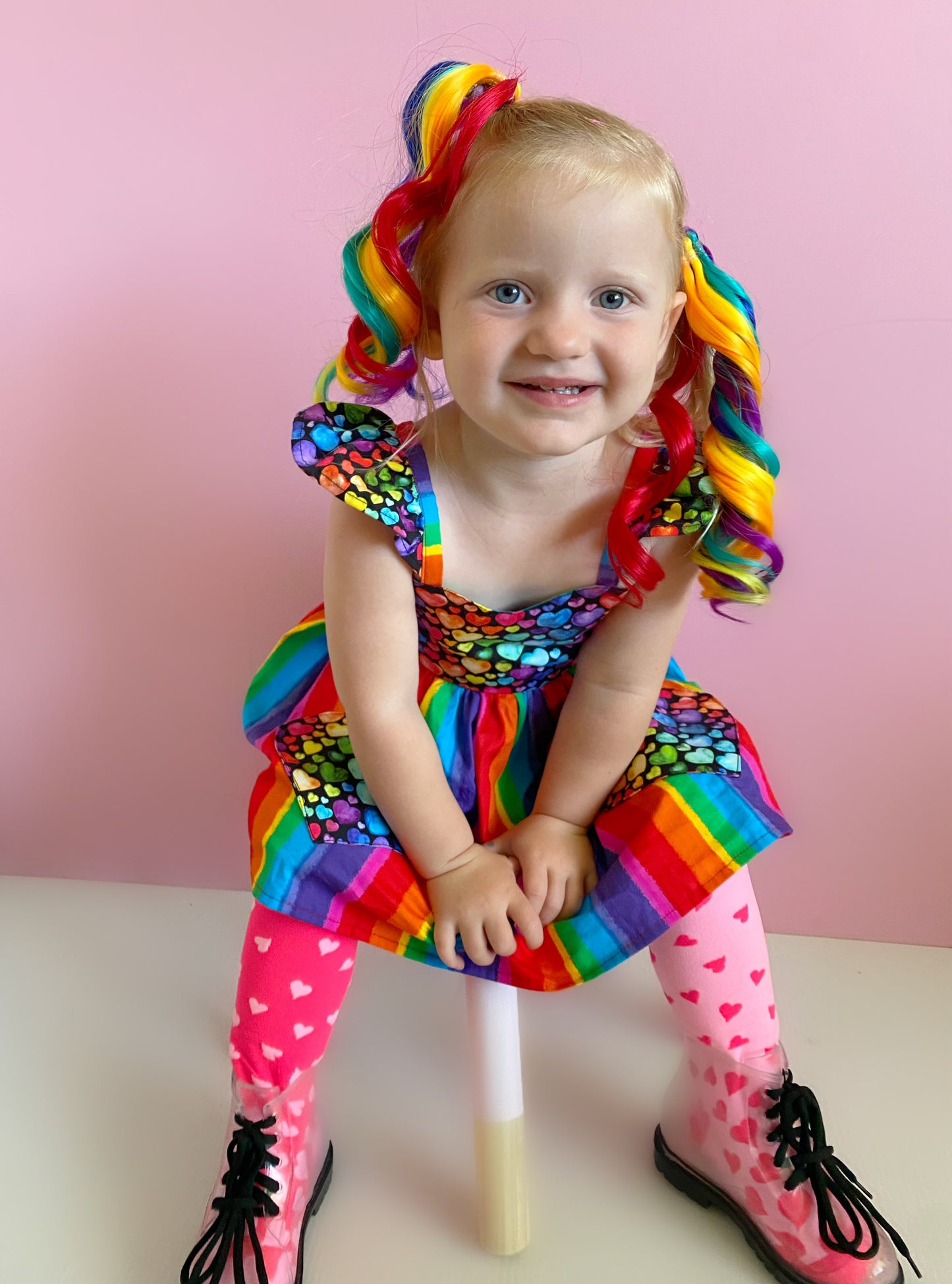 Rainbow MINI curled ponytail set