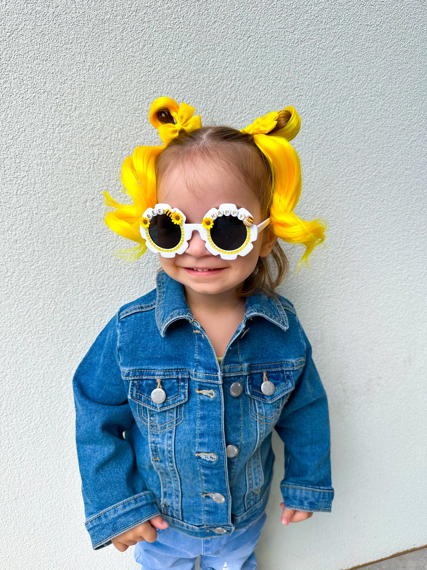Yellow Bumblebee MINI curled ponytail set