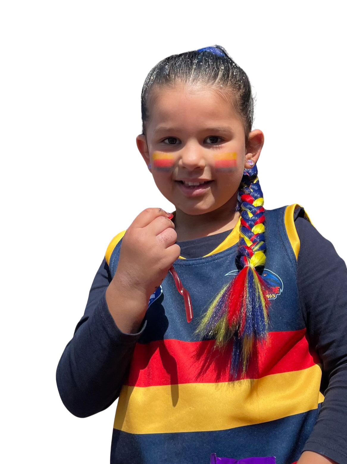 Navy/yellow/red sports team braid