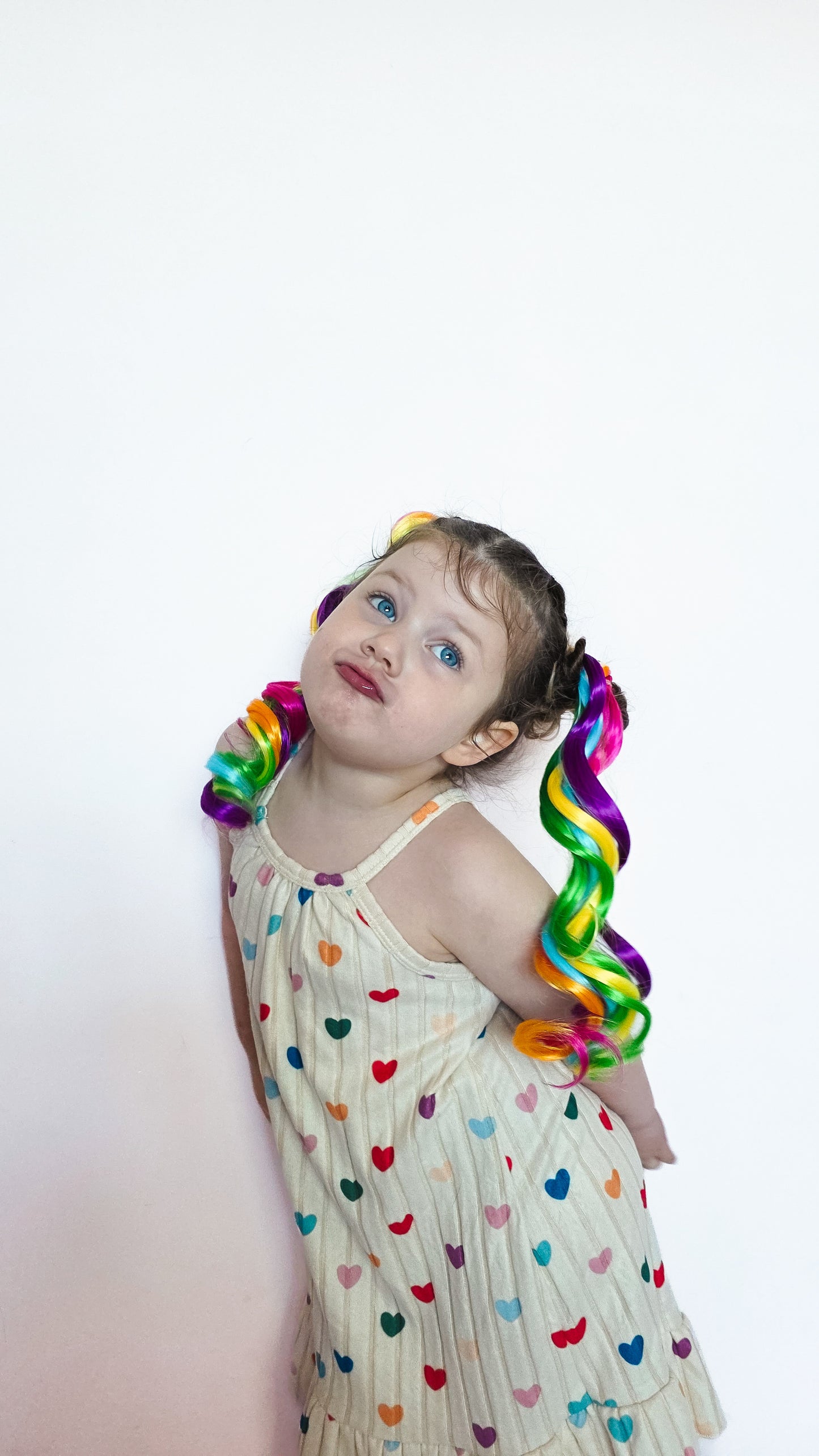 Rainbow Neon Curled MIDIS 45cm longer length set