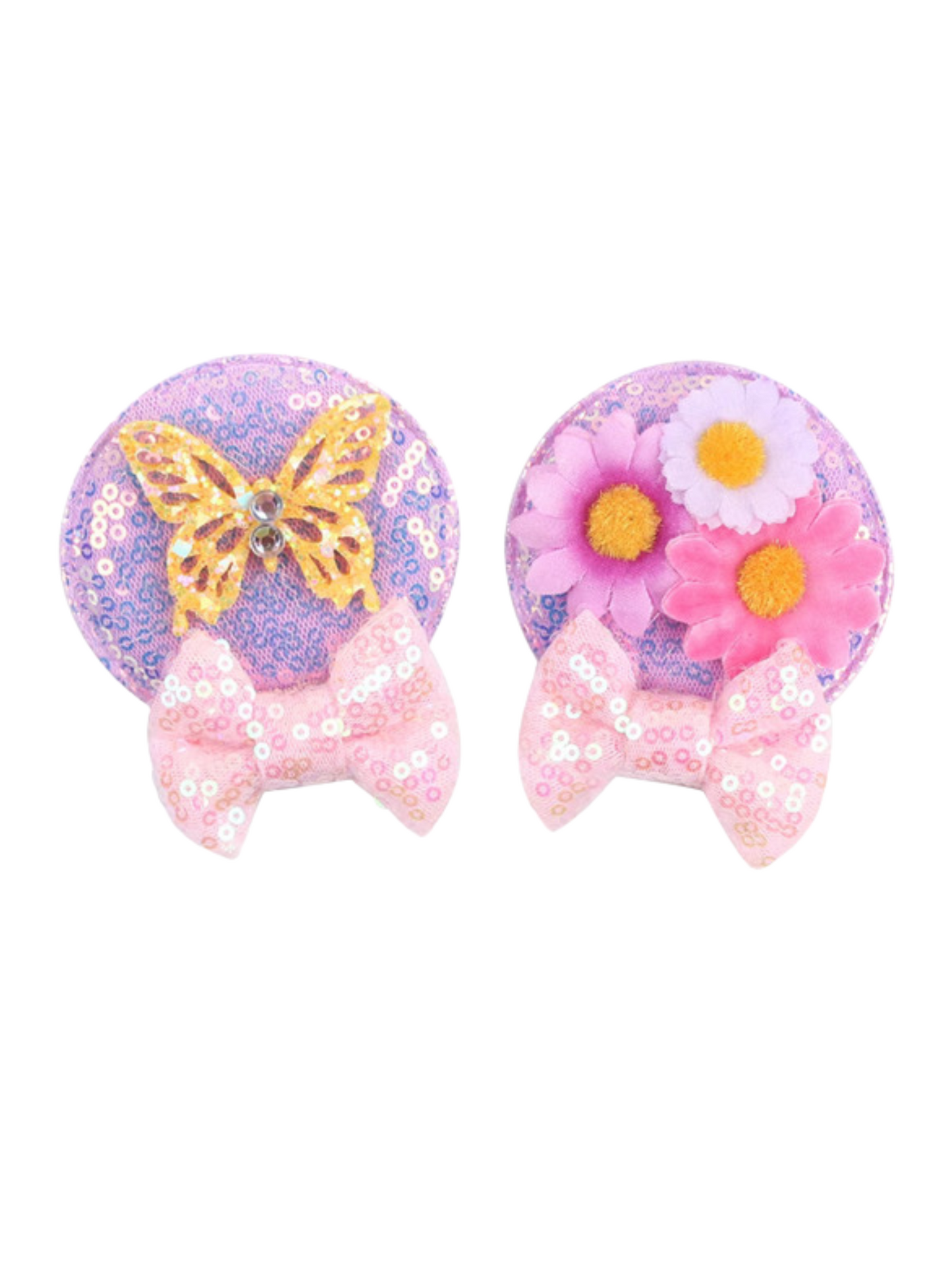 Purple and Pink Pastel with flowers clip in princess headbands
