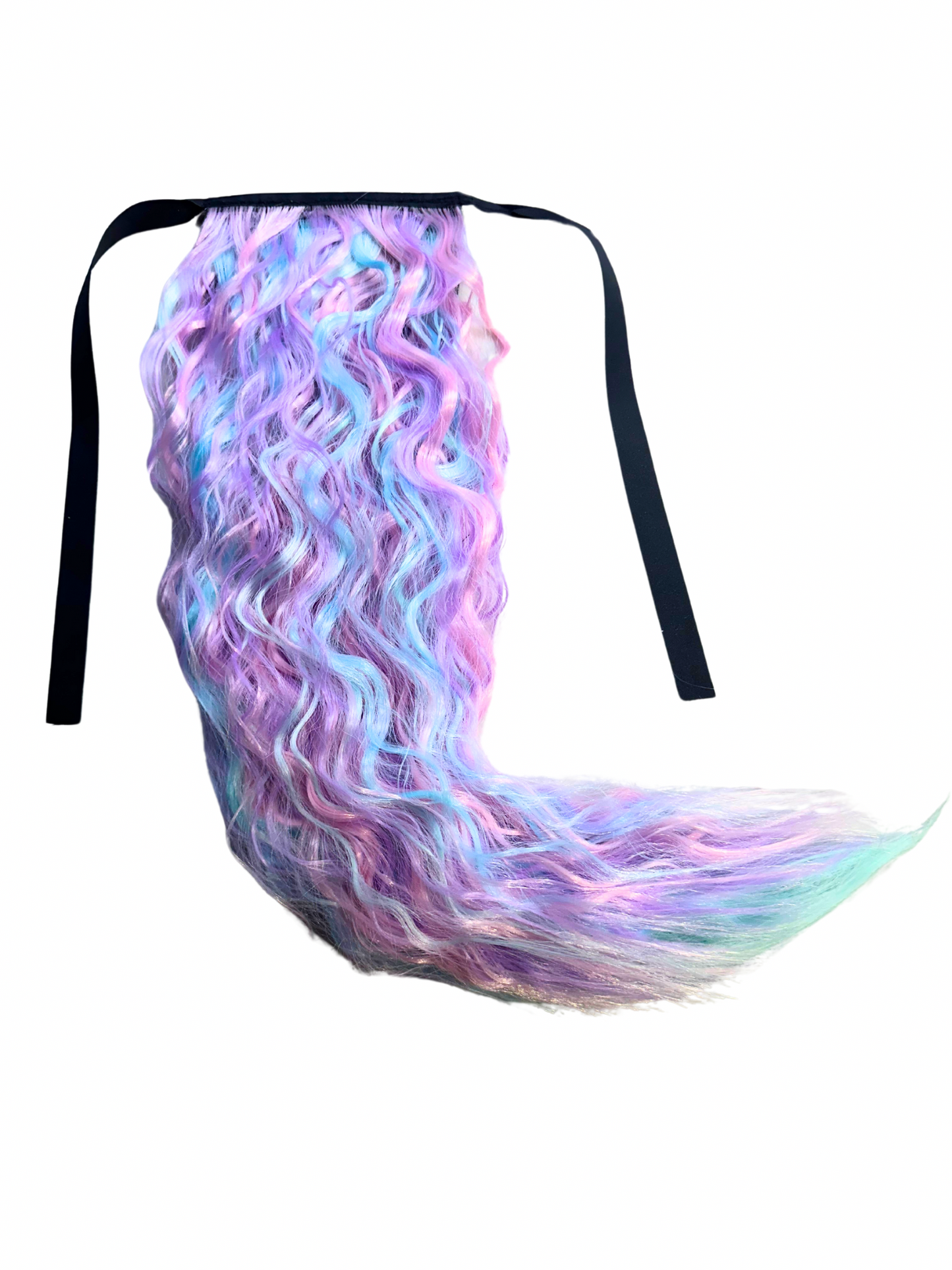 Cotton Candy mermaid wave tie-in ponytail