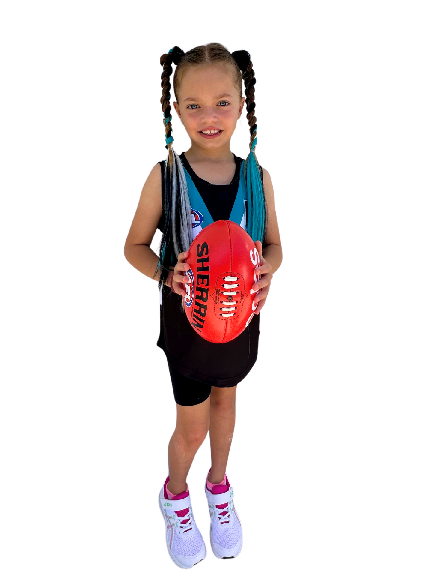 Black/Aqua/White sports team braid