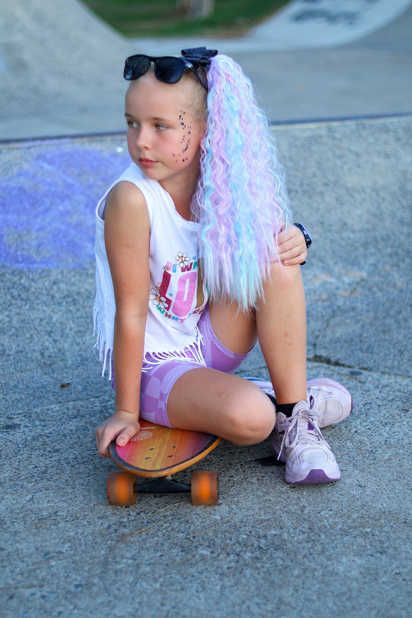 Cotton Candy mermaid wave tie-in ponytail