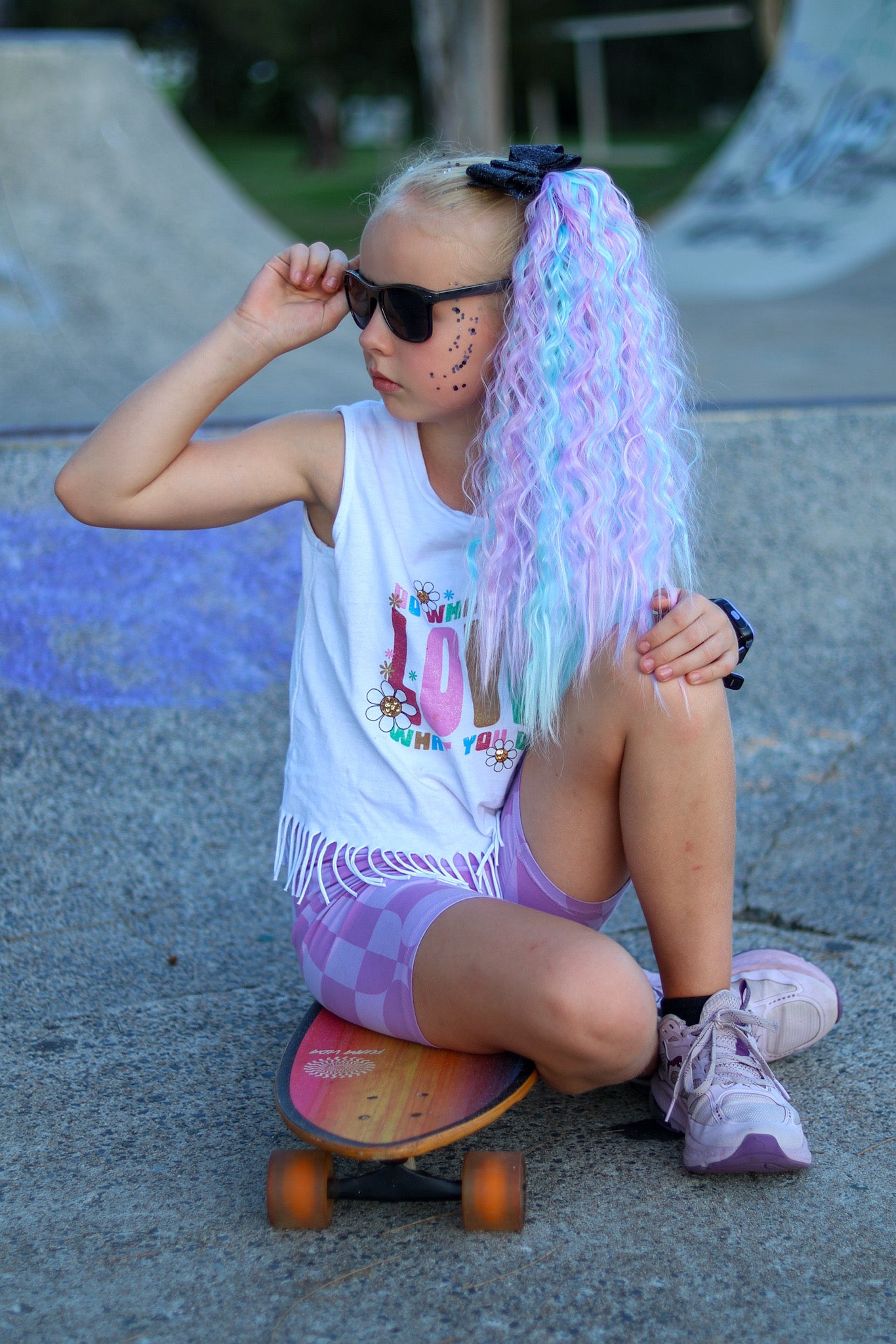 Cotton Candy mermaid wave tie-in ponytail