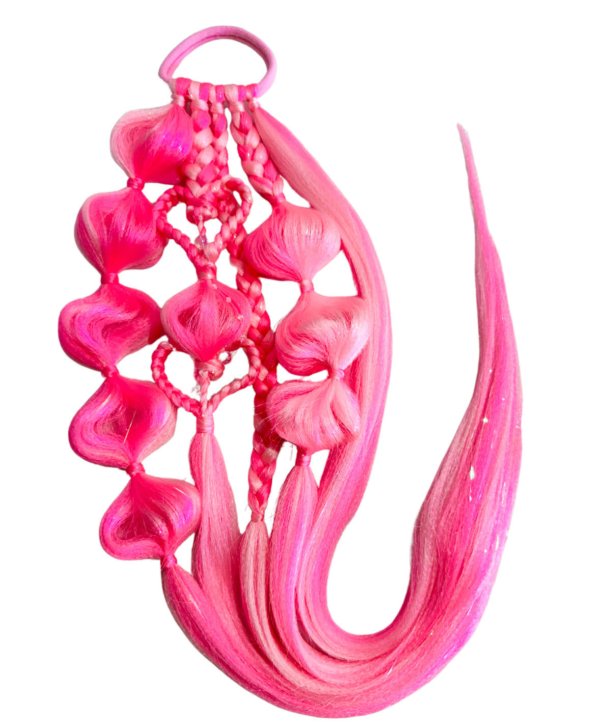 Pink Peony Heart Bubble Ponytail