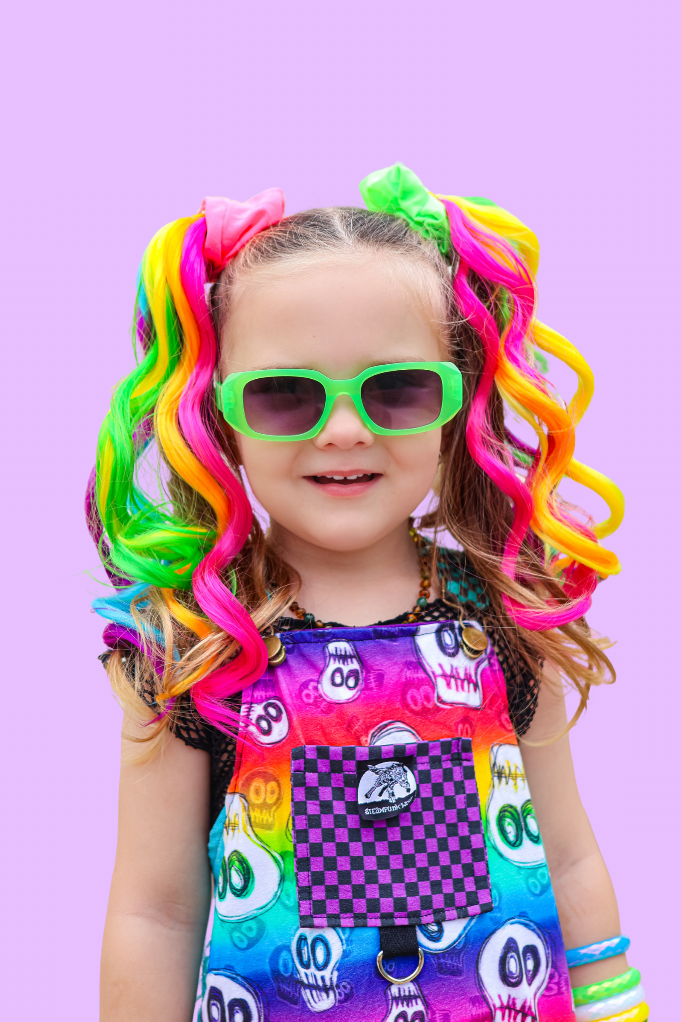 Rainbow Neon Curled MIDIS 45cm longer length set