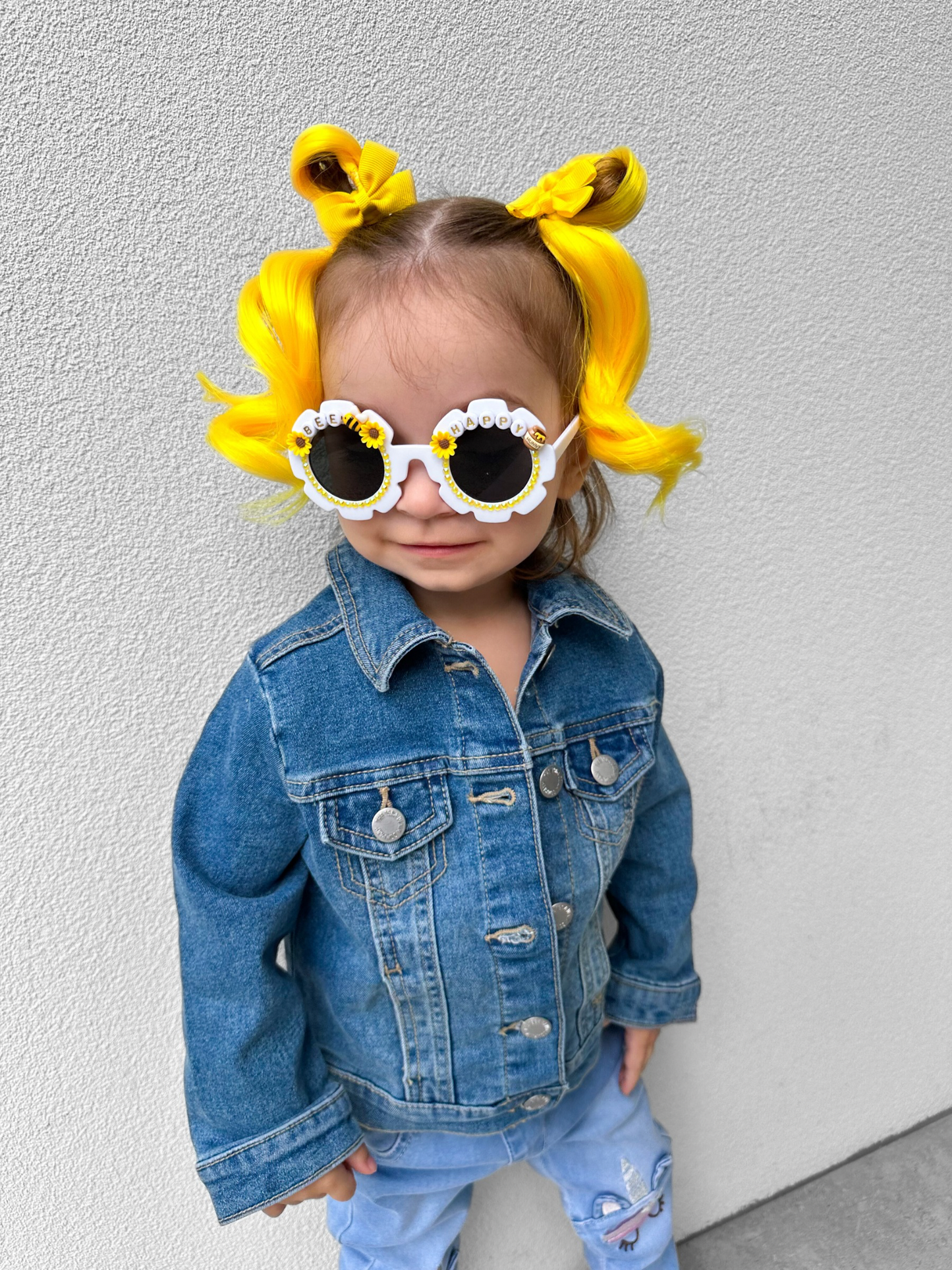 Yellow Bumblebee MINI curled ponytail set