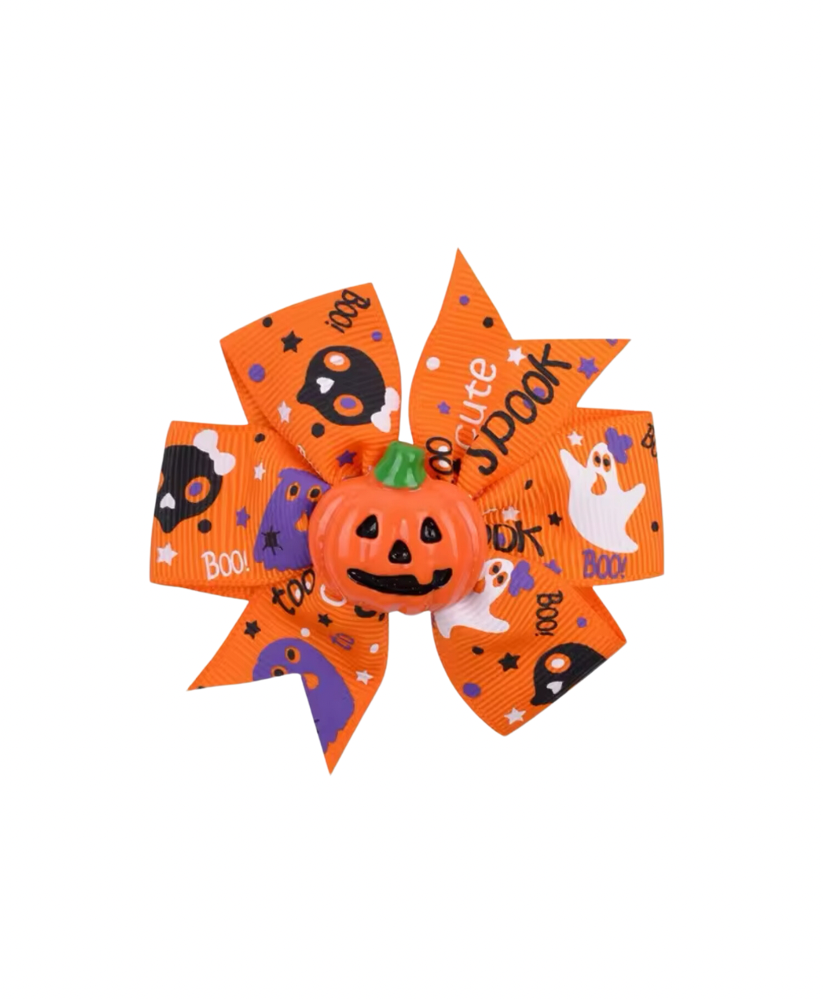 Orange Halloween Ghost print hair bow