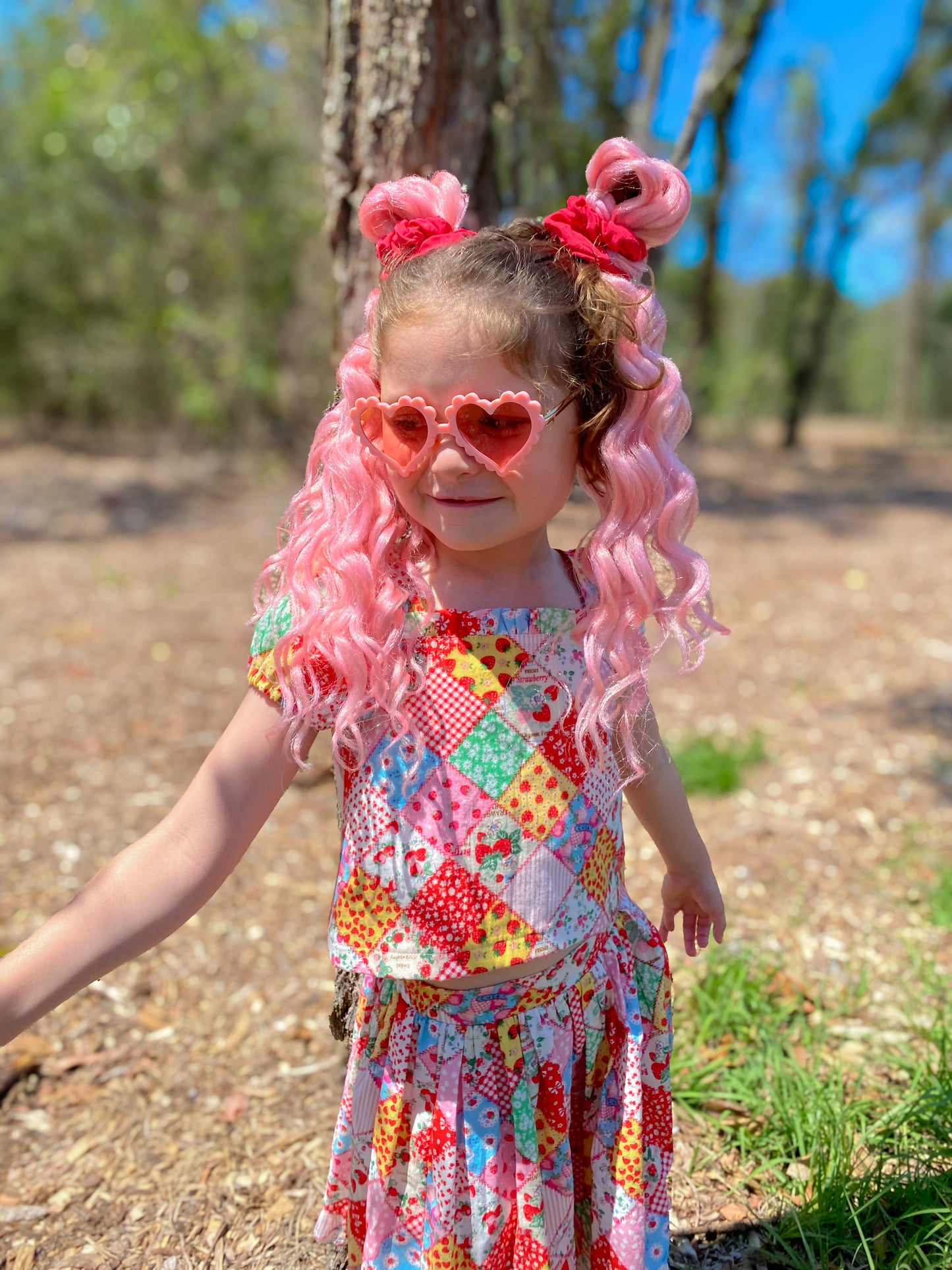 Strawberry mermaid curl ponytail set