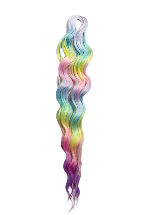 Pastel Prism mermaid wave braiding hair