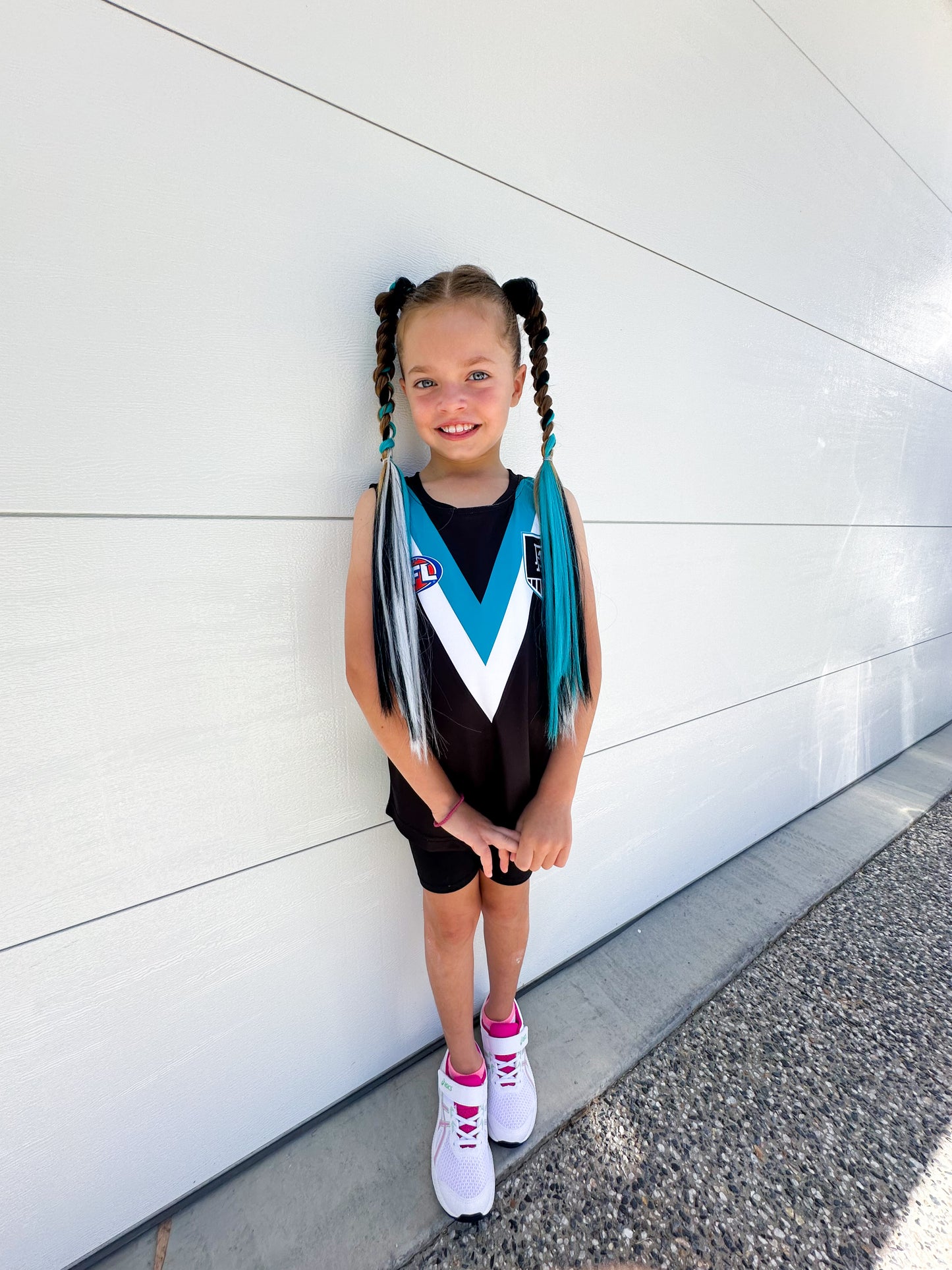 Black/Aqua/White sports team braid