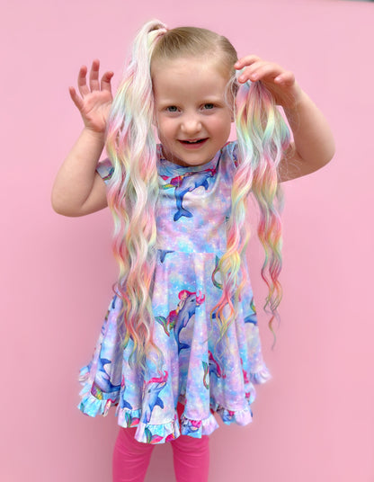 Rainbow Graffiti mermaid ponytail set