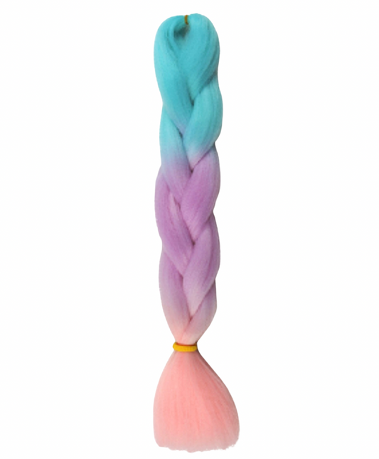Glow in the dark aqua/lilac/pink ombrè Braiding hair