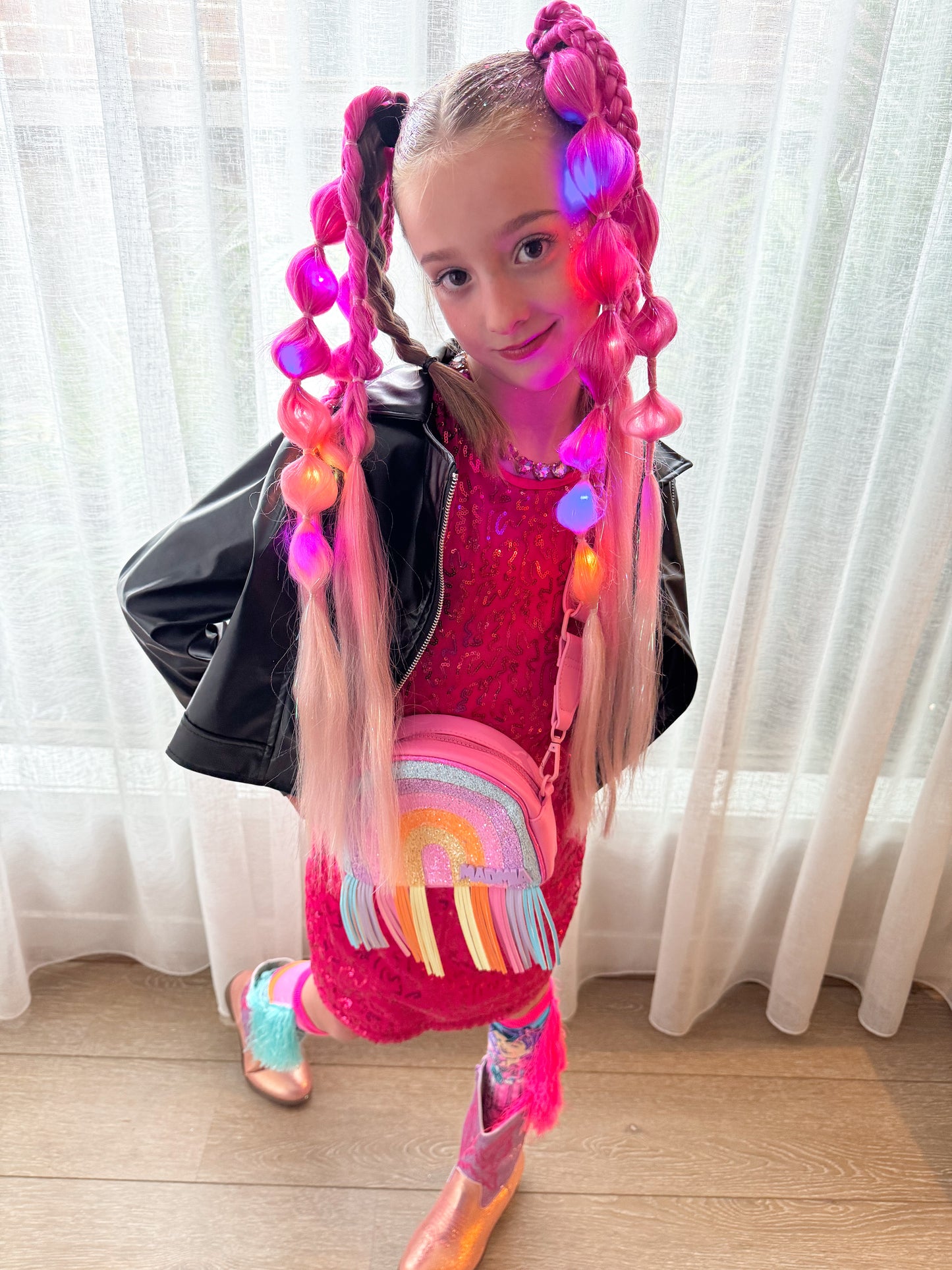 Pretty In Pink LED light up Bubble Ponytail set