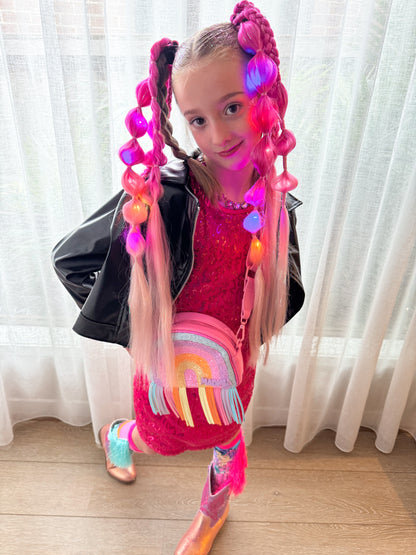 Pretty In Pink LED light up Bubble Ponytail set