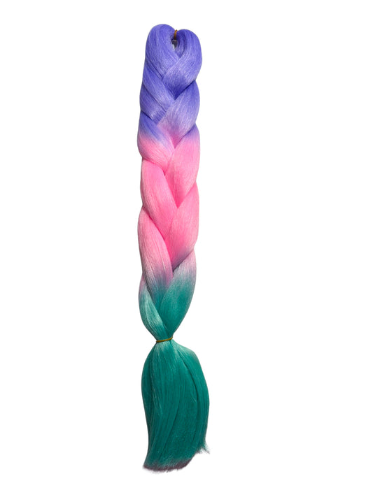 Purple/pink/aqua Ombre Yaki (coarse) Braiding hair