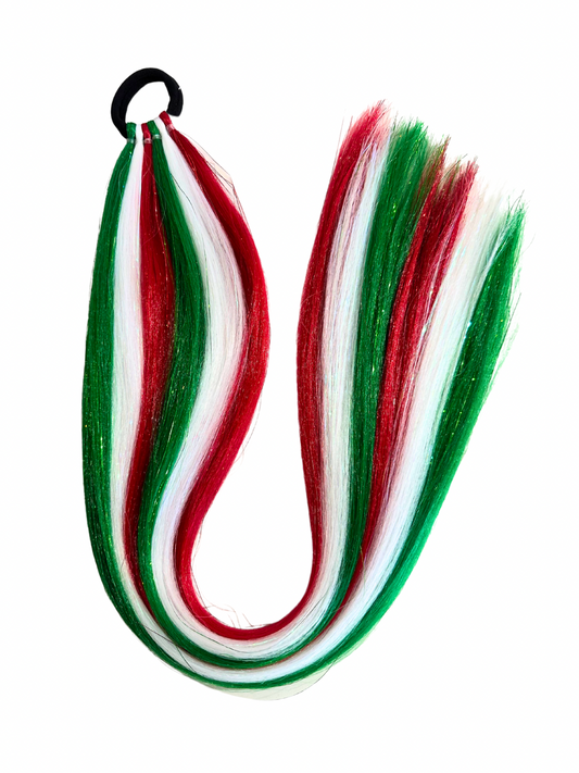 Red/White/Green Shimmer sports team braid