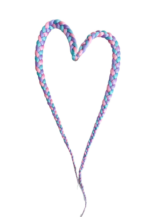 Cotton Candy clip in fringe braids