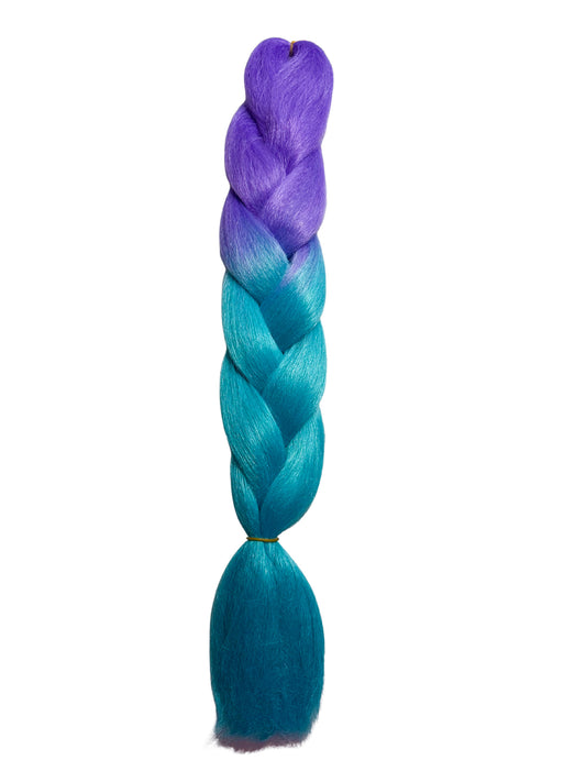 Purple/aqua Ombrè Yaki (coarse) Braiding hair