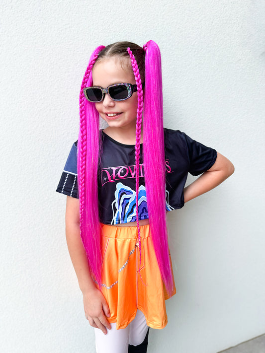 Mira with fringe clips and shimmer ponytail set