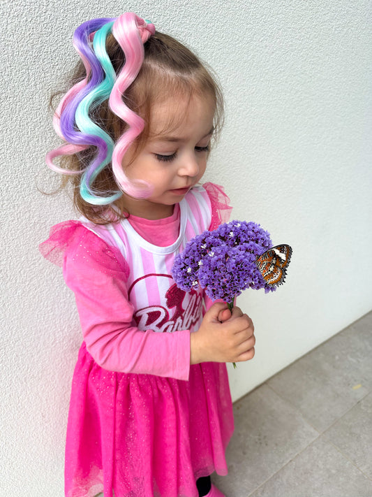 Cotton Candy MINI curled ponytail set