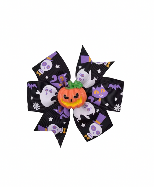 Black W/ orange pumpkin hair bow