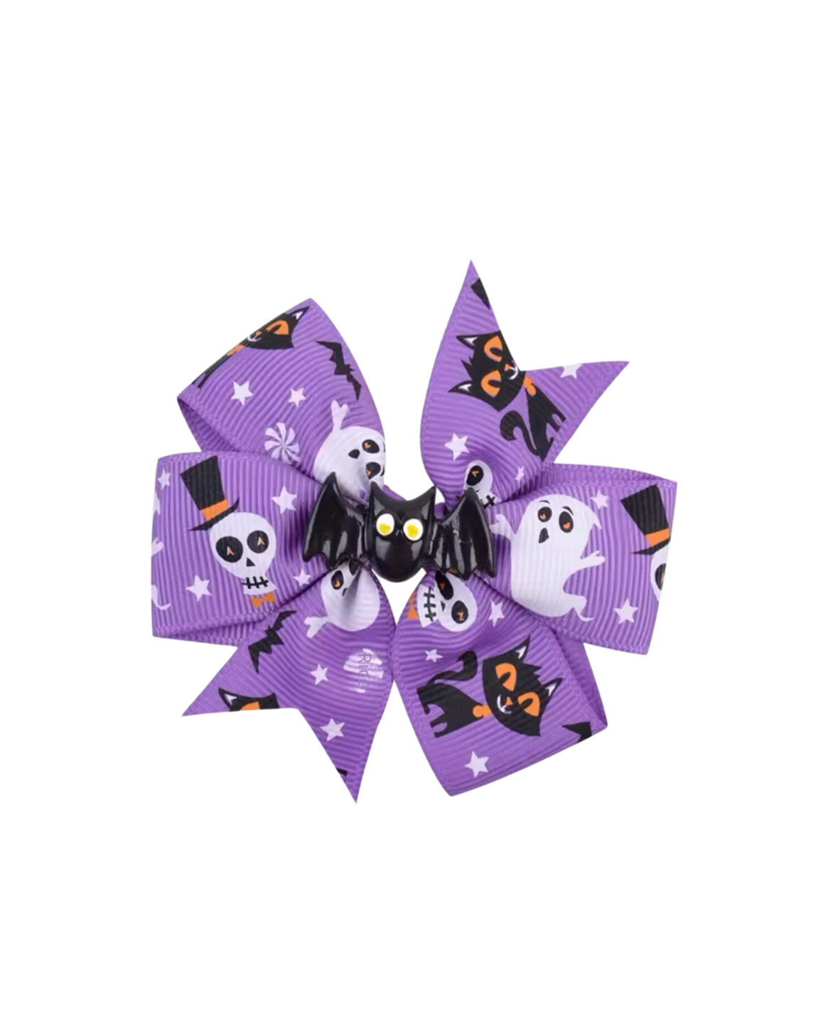 Purple W/Black Bat hair bow