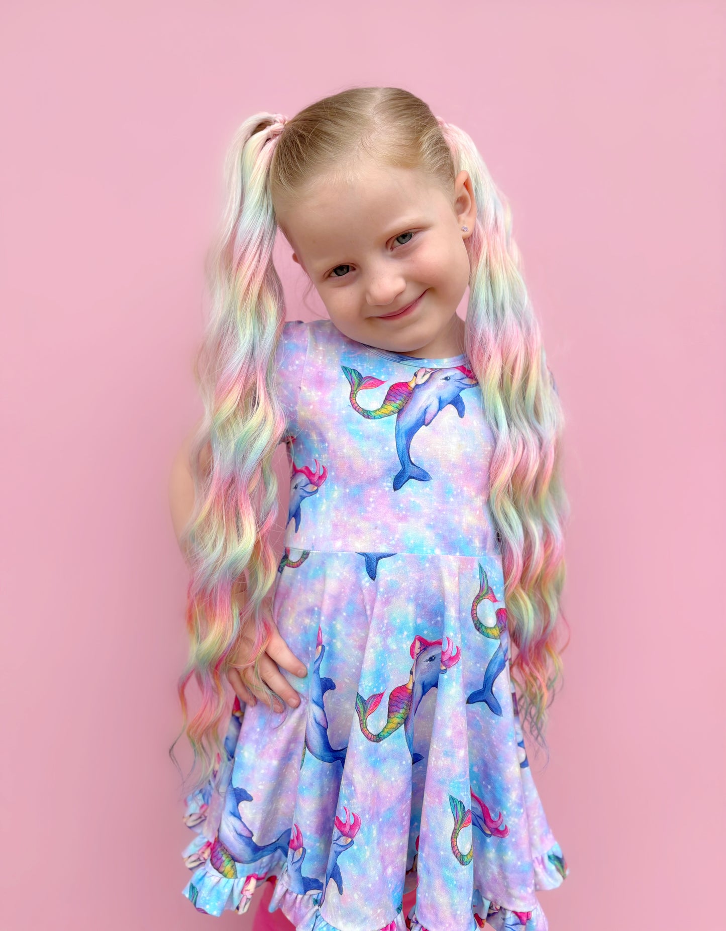 Rainbow Graffiti mermaid ponytail set