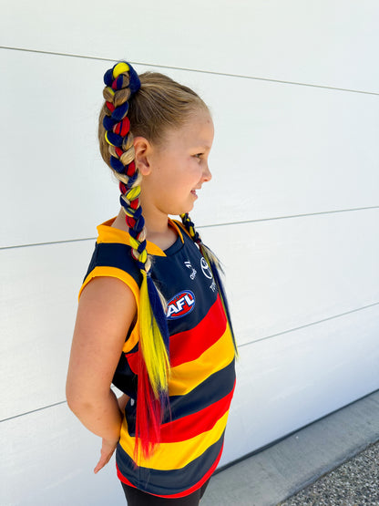 Navy/yellow/red sports team braid