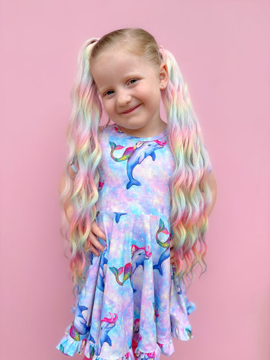Rainbow Graffiti mermaid ponytail set