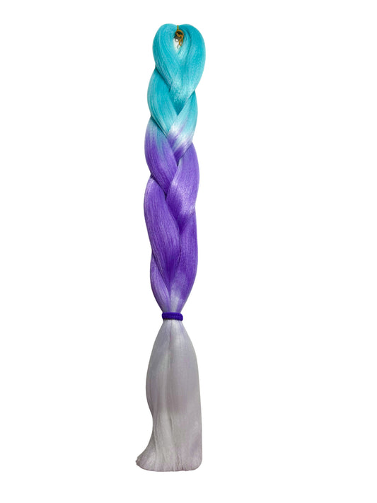 Glow in the dark - aqua/purple/white Braiding hair