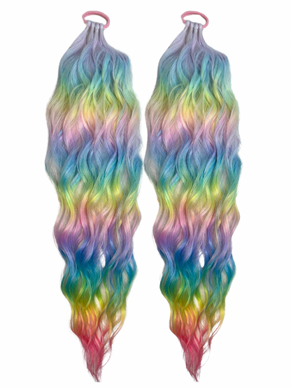 Pastel Prism mermaid wave ponytail set