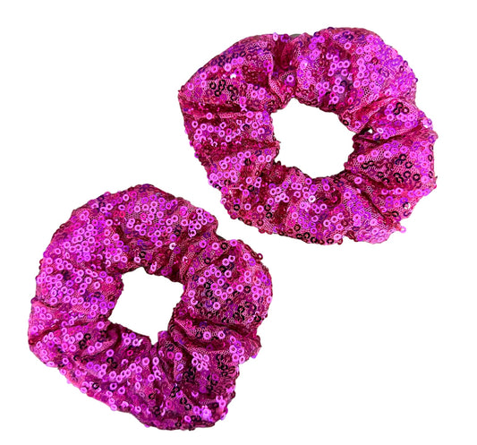 Pink sequin scrunchie set