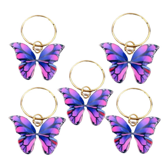 Butterfly hair charms set E
