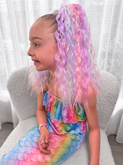 Cotton Candy mermaid hair ponytail