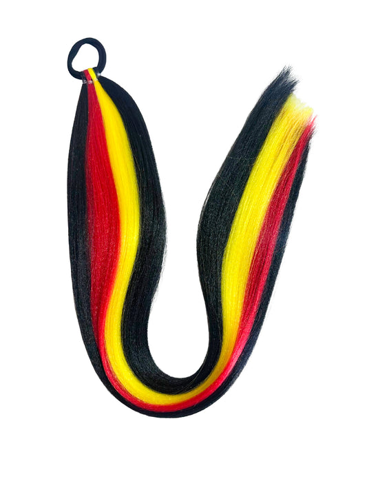 Black/yellow/red sports team braid