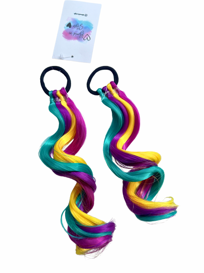 Troll Rainbow MINI curled ponytail set